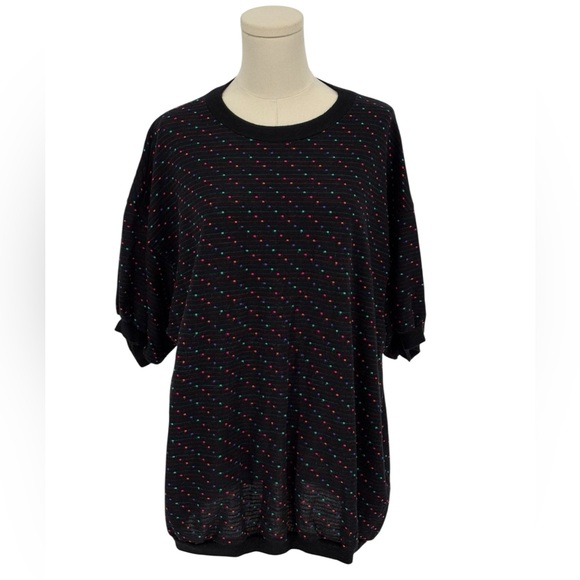 Unbranded Vintage Crew Neck Top w/ Green, Pink, & Orange Dot Design Est Size 1X - Picture 1 of 4